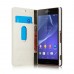 Sony Xperia Z3 - CaseMe Vintage Luxury Slim Flip PU Leather Stand Protective Phone Cover Case - White
